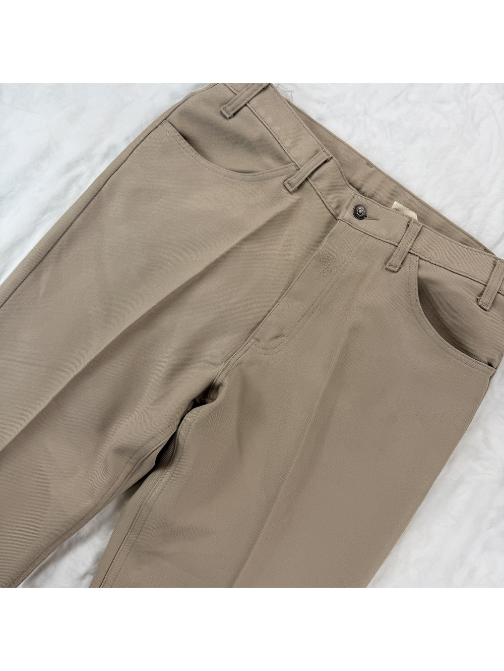 Vintage Levi’s Made USA Polyester Pants W36 L32 Tan Beige Straight Leg 70s 80s